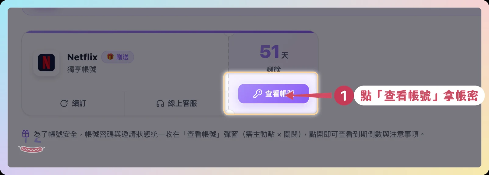 PremLogin 註冊教學 步驟5 我的訂閱查看帳號